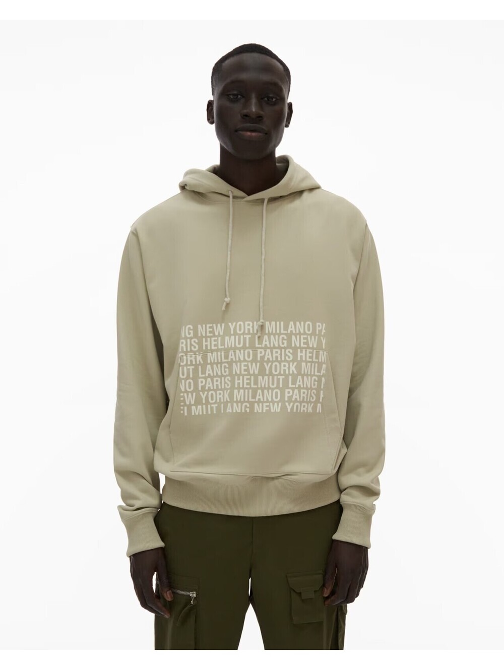 NEW Helmut Lang Cities Spell Out Box Logo Hoodie Large